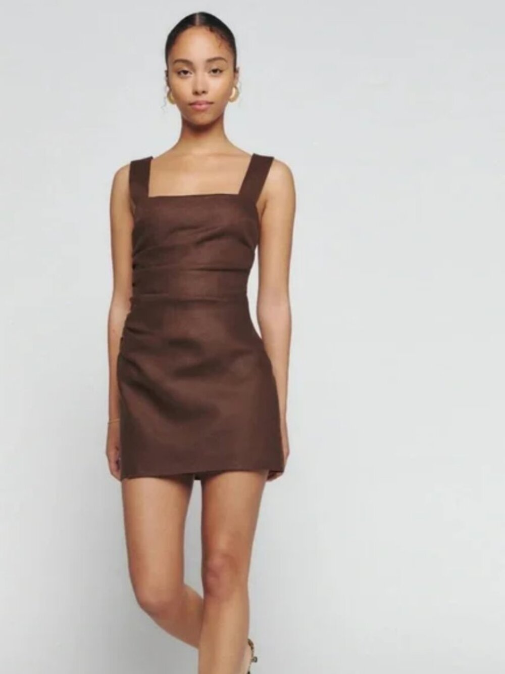 Reformation Kerrigan Linen Dress Brown Size 0 - Picture 2 of 5